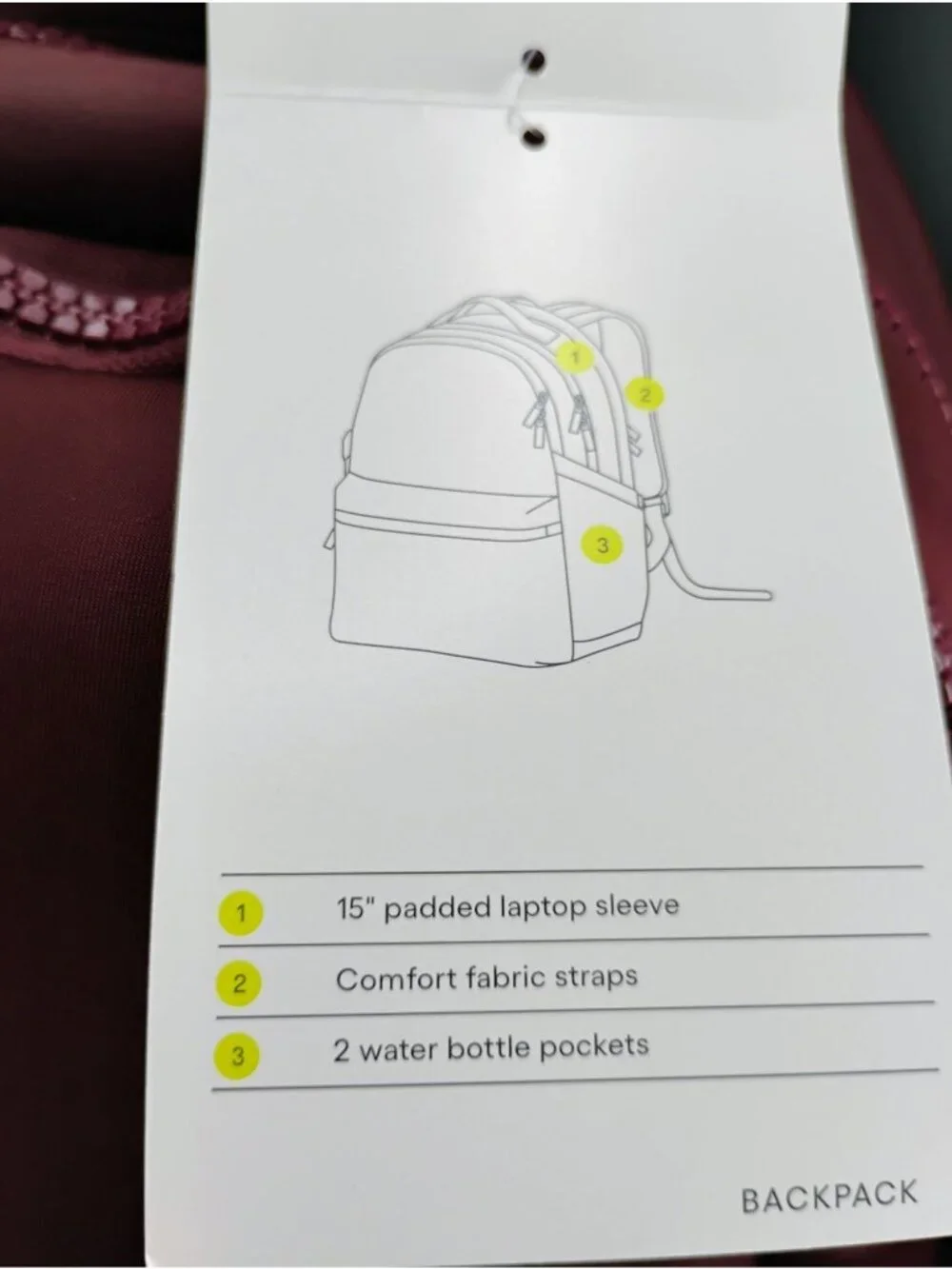 All In Motion Backpack Burgundy Durable Spacious Multi-Compartment Design New